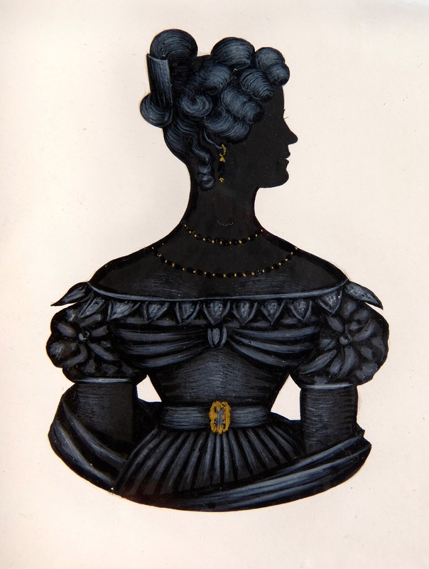 ANTIQUE SILHOUETTE PORTRAIT MINIATURE PAINTING LOUISE LIEBERMANN KOSERITZ SPANDAU