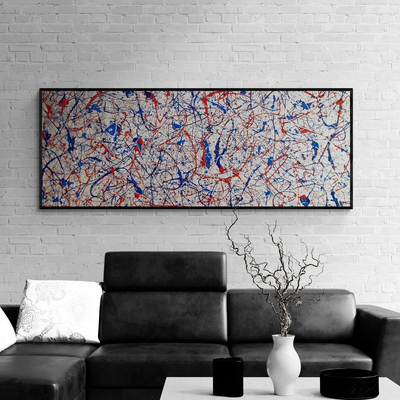 XXL Panoramic Jackson Pollock Style BMW Motorsport Canvas – 118×39 in