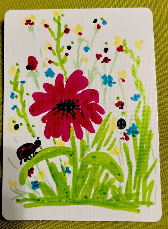 Pic1Original Marker art ACEO Landscape dorisann1022 Flower Meadow Trees LadyBug