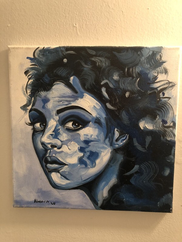 ORIGINAL ACRYLIC PAINTING•MODERN WOMAN PORTRAIT 12”x12” Canvas Osmel Almora