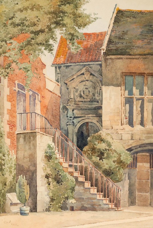 C. L. P. - 1927 Watercolour, Entrance To Banqueting Hall, King's Manor gallery