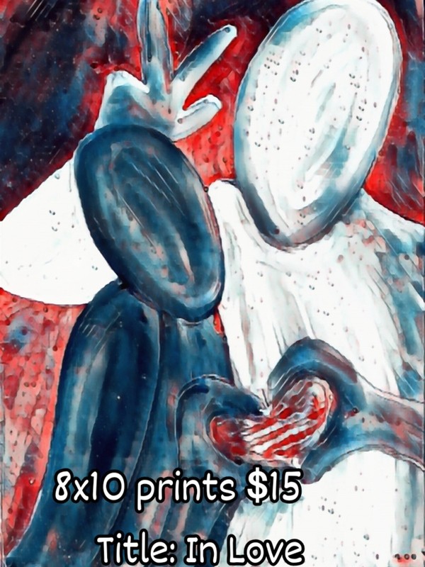 In Love 8×10 Art Print Abstract Romantic Wall Art Heart Painting Decor