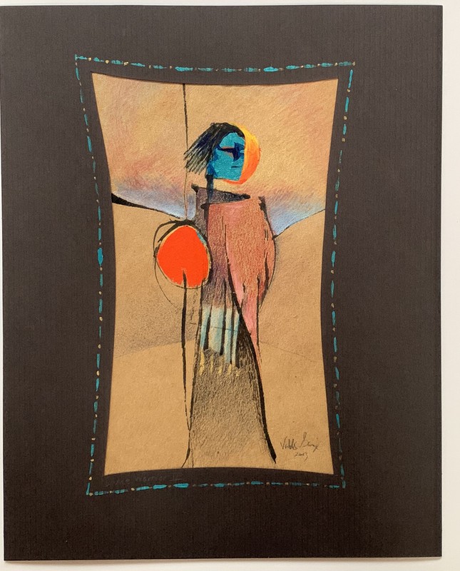 Painting Tribal Warrior “Dune Warrior II” African Or Native American ? By Valdes