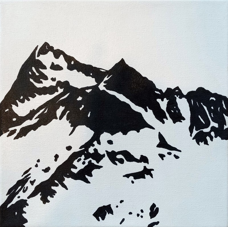 Signed original landscape painting WHITE OUT 10″ x 10″ Contemporary art