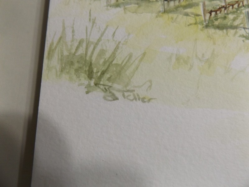 Original En Plein Air Vignette Watercolor Tuscany Vineyard Olive Trees PJ Teller gallery