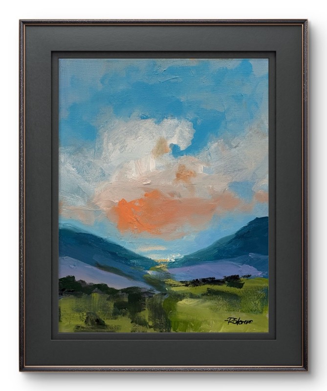 Pastel Sunset Valley Landscape Painting 11×14 Original by R Stevens