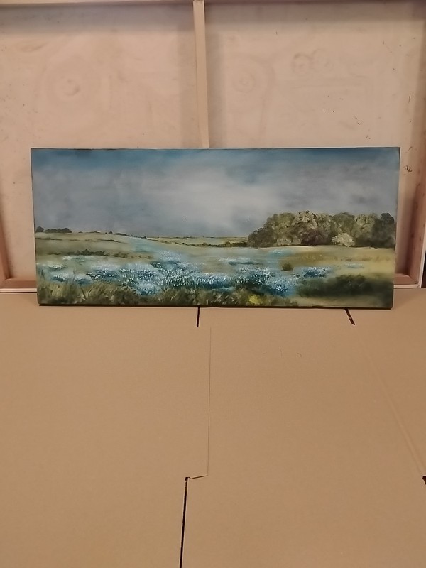Original Long/Wide Bluebonnet Landscape Oil Painting 🎨 16x37 1/4