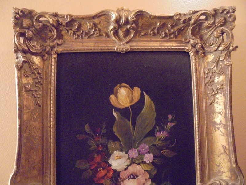 L.RUGGERI Flowers Still Life Oil PAINTING on Canvas, Framed , Large 12 " x 24 " gallery