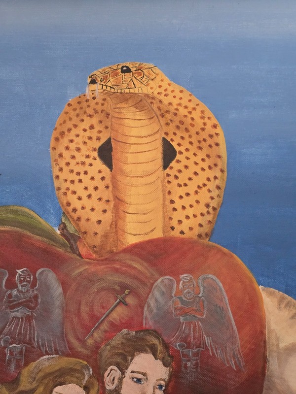 Original Elizabeth Palazzolo Signed Acrylic Painting Adam & Eve Cobra 1980s gallery