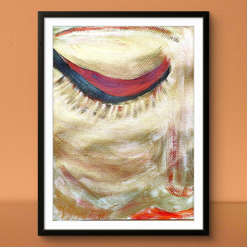 Golden Lady Looks Down Contemporary Expressionist Original Watercolor 9x12 Paper gallery