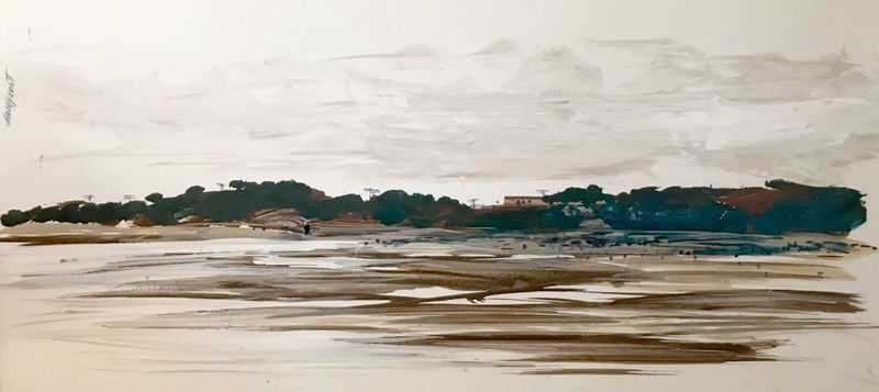 North Truro Dunes 11×27 in. Acrylic on panel by Hall Groat Sr.