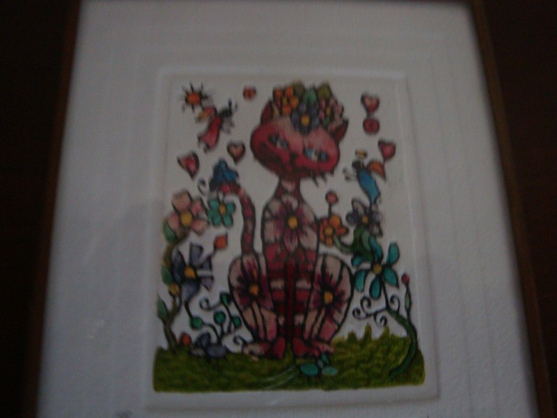 Domingo Block domblock Miniature Print Cat 148/200 Signed Framed Art Mexico gallery