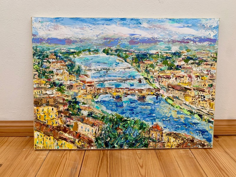 City of Florence Italy Oil Painting on Canvas Abstract Italian Landscape