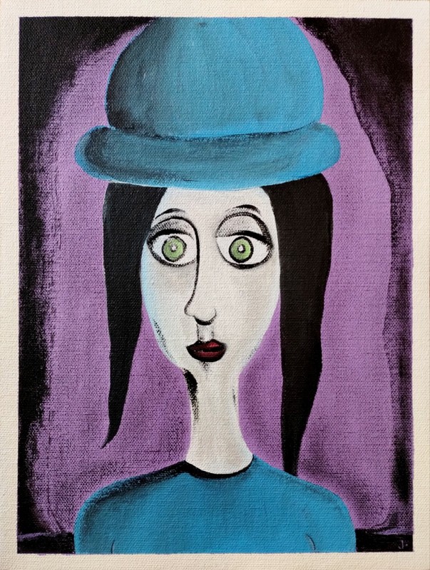 ABSTRACT EXPRESSIONISM WOMEN PORTRAIT PAINTING ON CANVAS..9 X 12 BY: JORDO #4