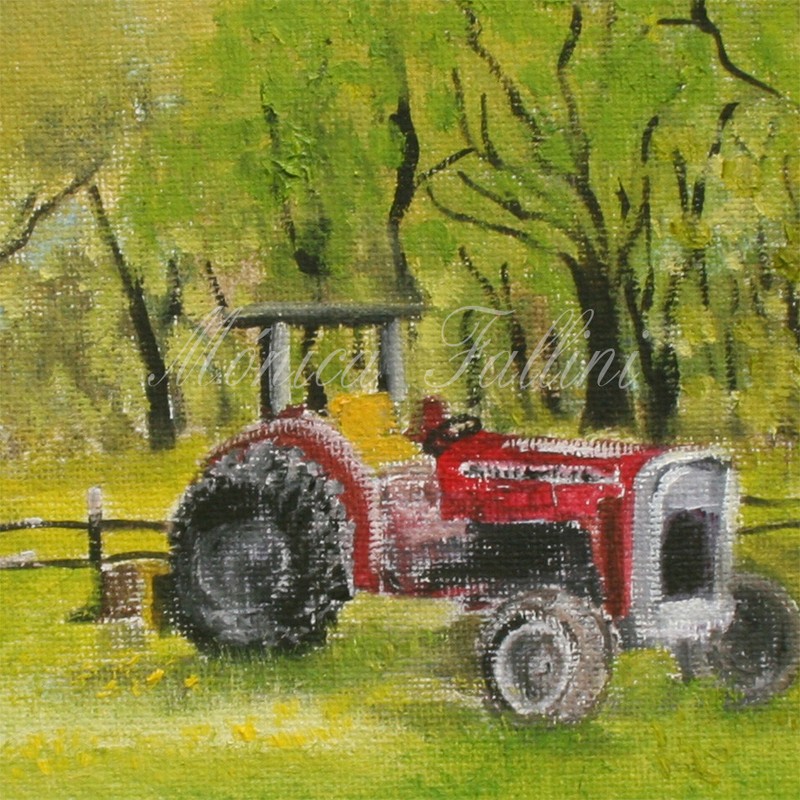 Texas country tractor painting 8 x 10 inches art collectors by artist Fallini gallery