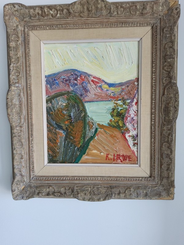 Mid Century Expressionist Landscape Painting by Swedish Artist Knut Irwe