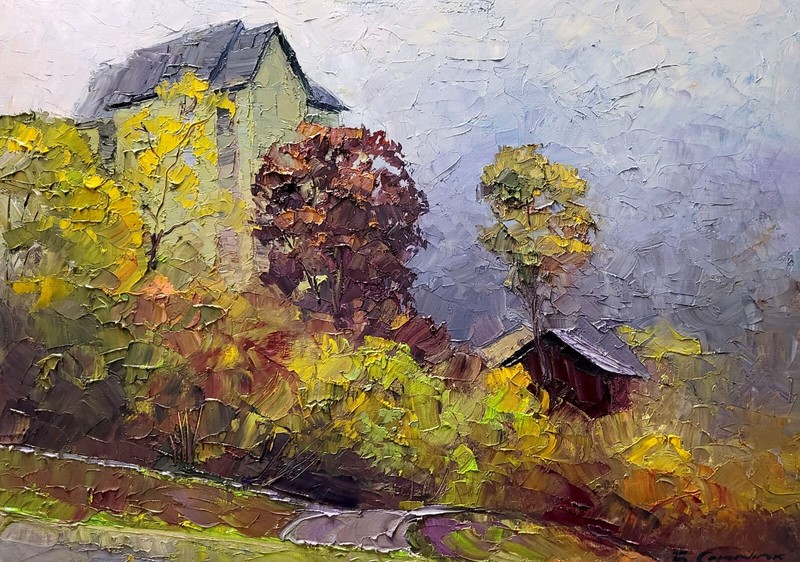Oil Painting Morning Fog Serdyuk B. Unframed Original Home Decor Art nSerb1014