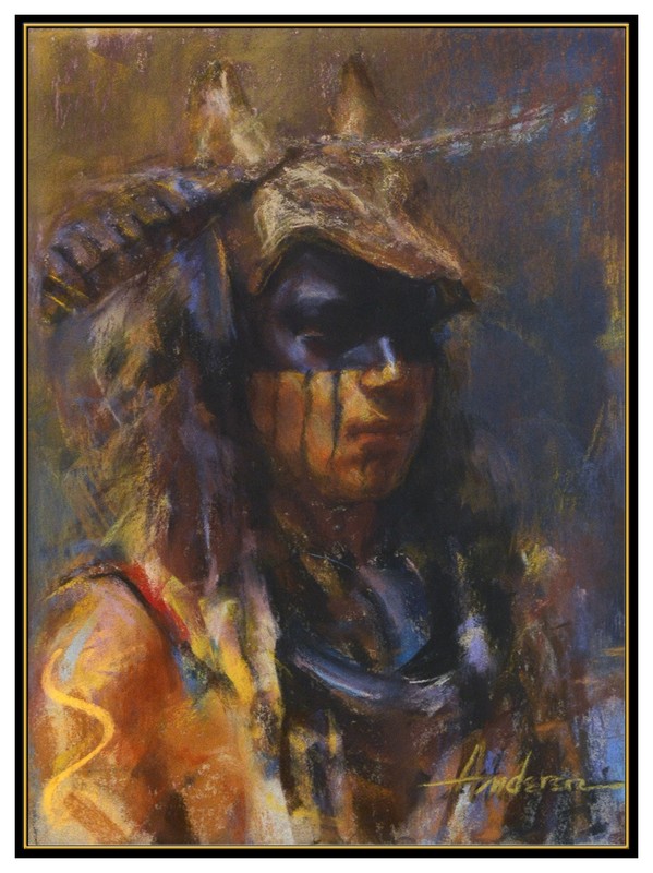 Carolyn Anderson Original Native American Pastel Painting Portrait Signed Art gallery