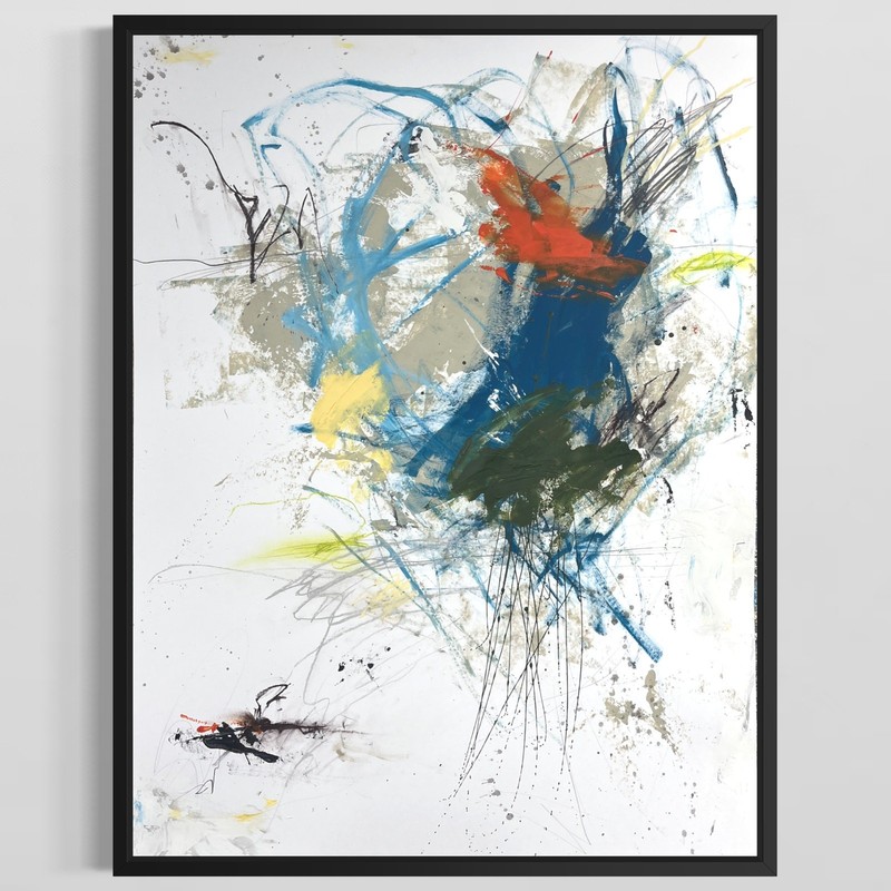 Original Mixed Media Abstract Modern Art Painting 18×24 «Volation» Signed