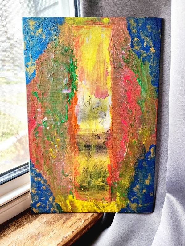 ACRYLIC abstract Painting With COLLAGE AND PENCIL ILLUSTRATION gallery