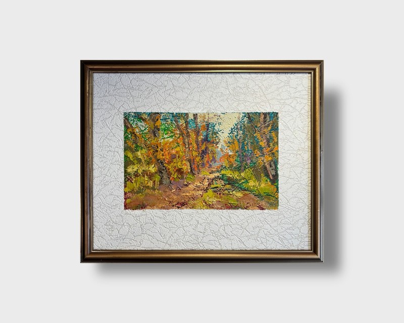 Oil painting Castle Hill Ukrainian painter fiberboard Framed original landscape