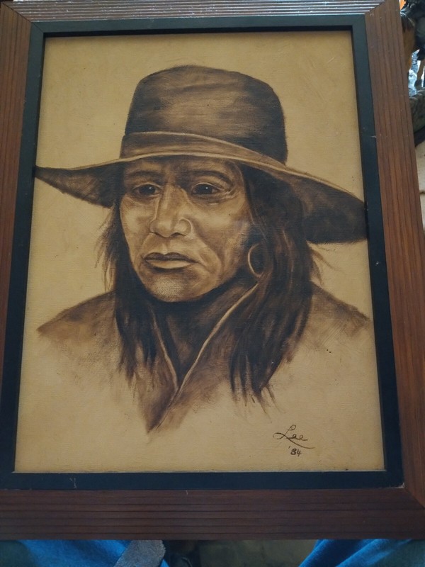 **AWESOME VINTAGE NATIVE AMERICAN OIL PAINTING LEE 84 VERY NICE!**