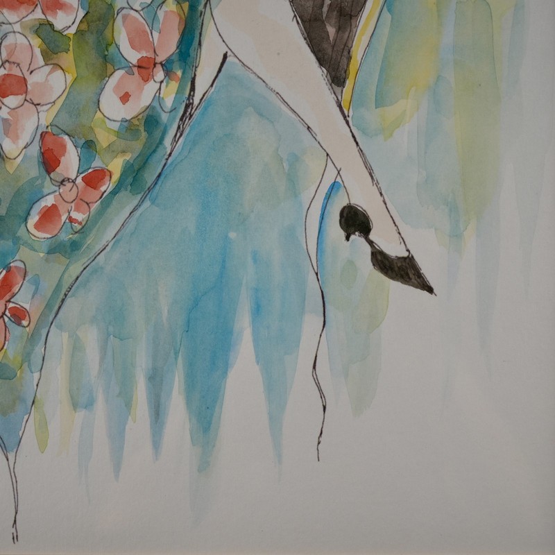 Vintage Framed Original Mixed Media Watercolor "Afternoon Tea" By Itzchak Tarkay gallery