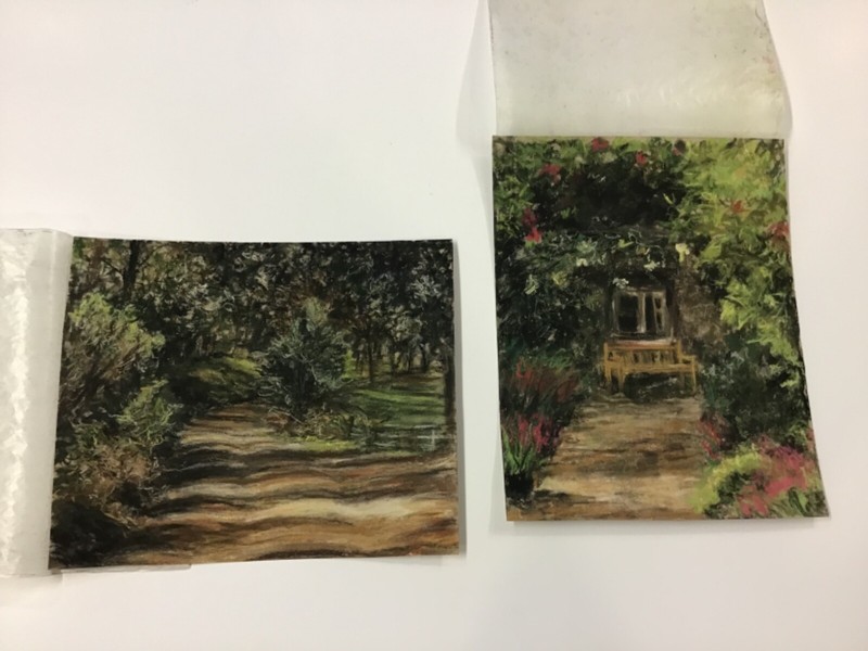 Two Jill Tishman Pastels “The Bench” “Down The Path” 1990