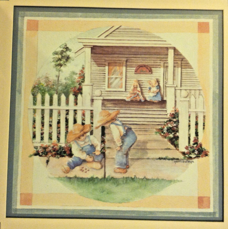 🔥GERRI BUTEYN🔥 Print Children Playing Marbles Beaver Dam Wisconsin Art Teacher