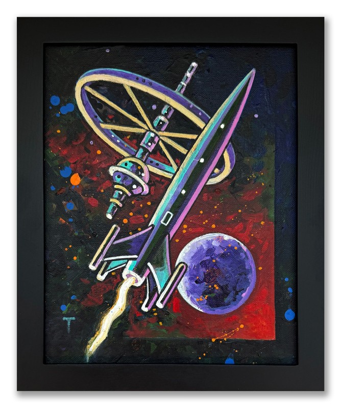 Rocket #211 original art framed by Peter Thorpe