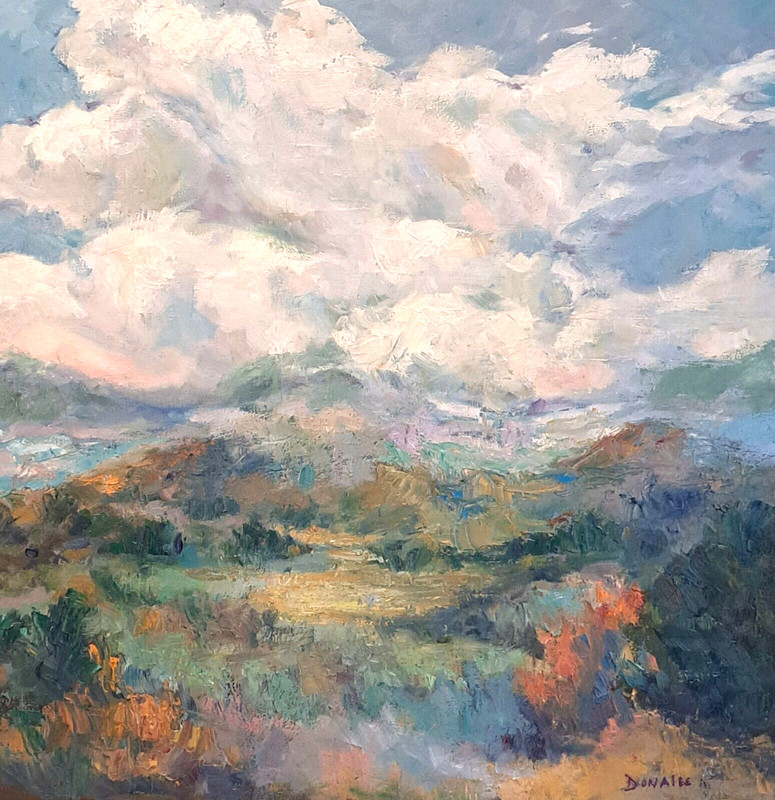 Oil Painting Thunder Clouds Mountains Valley Monsoon Landscape Original Donalee