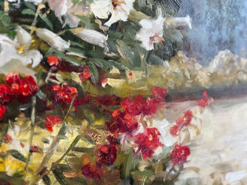 Beautiful Bunch of Flowers Original 36 x 24 Oil Painting on Canvas gallery