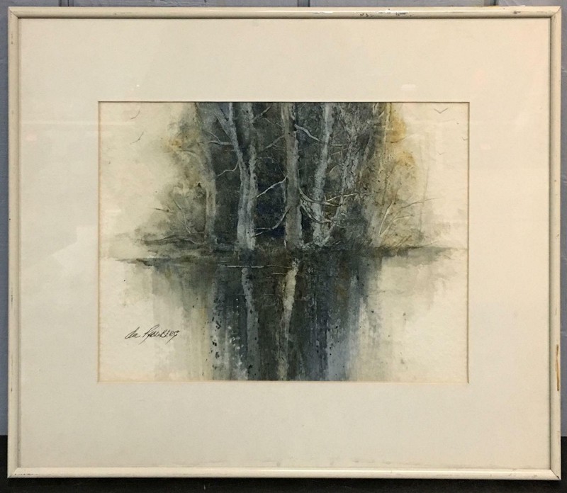 Original Landscape Watercolor Matted Framed Glass 16×20″ signed Rabenberg NICE!
