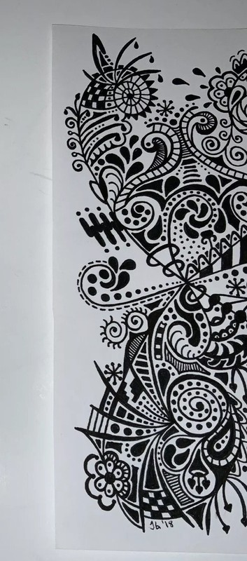 Original Ink Drawing Signed By Artist. Black & White, Modern Doodle Art. 9x5.5 “ gallery