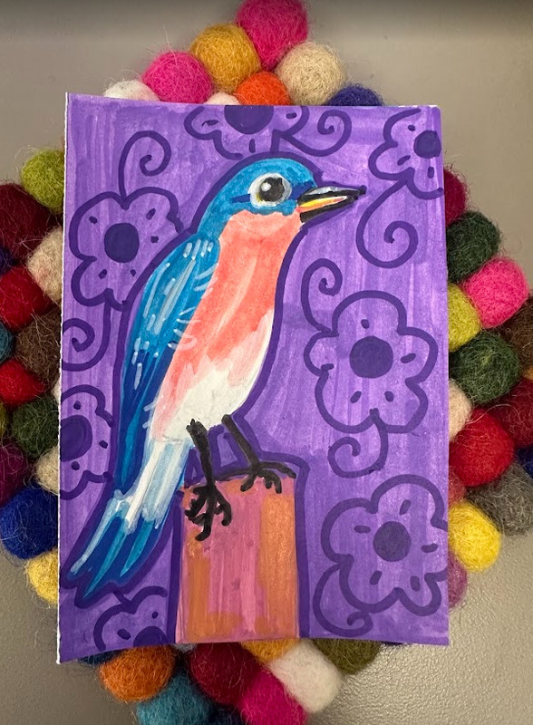 ACEO original art card Missouri State Bird Eastern Bluebird (25/50)