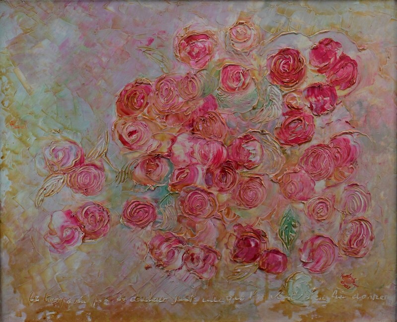 COCO TRABICHET Original Vintage Signed Avant Abstract Floral Still Life Painting gallery