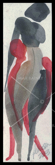 Figures Ser 19 Beauty Woman’s Curve C PETERSON Original Watercolor PAINTING ACEO