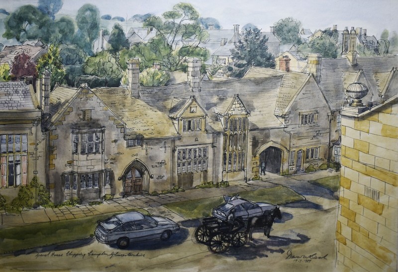 David Birch Signed Watercolor-Grevel House, Chipping Campden, Gloucestershire