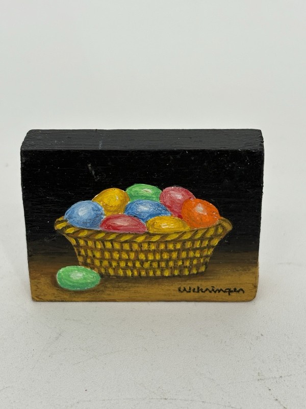 Charles Wehringer Miniature Oil Painting - Easter Eggs, Americana 20th Century gallery