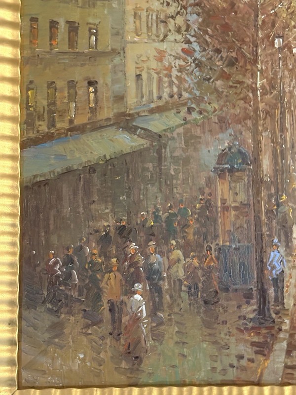 T E Pencke original oil painting on board “Paris scene” Large gallery