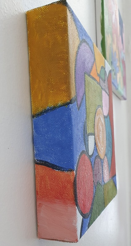 Original Acrylic Abstract Painting, Canvas, Irregular Shapes of Life, 8 in x8 in gallery