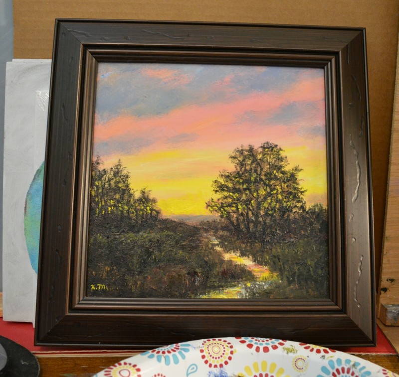 SKYLIGHT # 1 - Framed 8X8 inch original oil skyscape painting by K. McDermott gallery