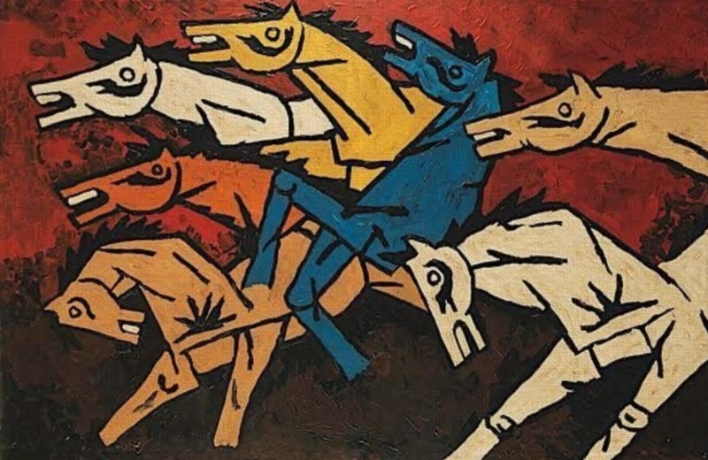 Lucky Seven Horses | Handmade Painting | Cotton Canvas | Acrylic Color