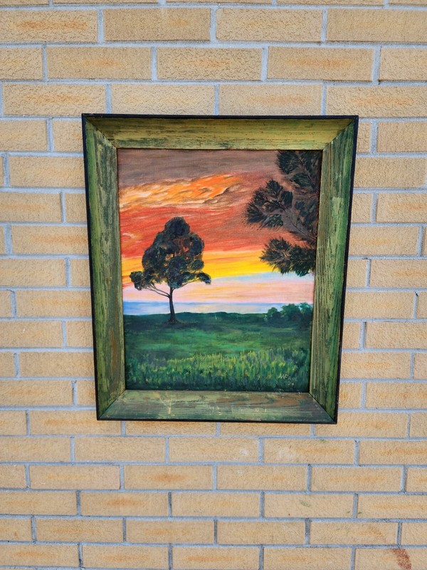 1954 Florida Artist Sunset On The Bay Painting Signed AW Paul Original Frame
