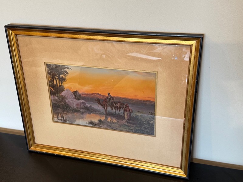 Antique 1904 Paul Pascal Signed Painting Orientalist Scene 1 of 2