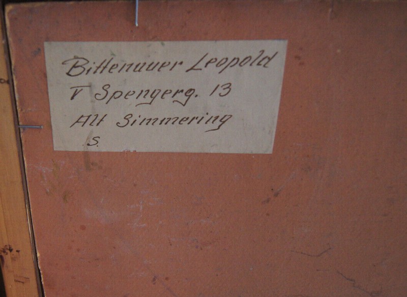 ::OIL PAINTING SIGN. L.BITTENAUER SMALL TOWN WITH VILLAGE CHURCH TOWER BY THE WAYSIDE gallery