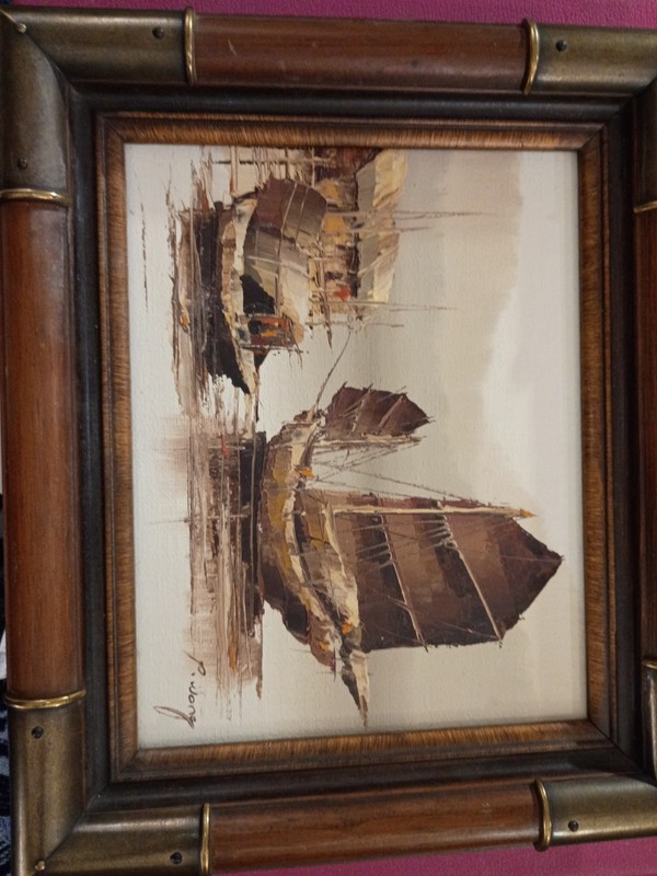 p wong custom framed original frame dated Sept 1984 this oil painting