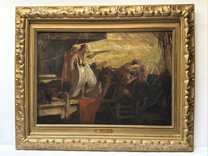 GERALD BROCKHURST PAINTING ECLIPSE SUN PEOPLE ANTIQUE FAMOUS LISTED NEW JERSEY
