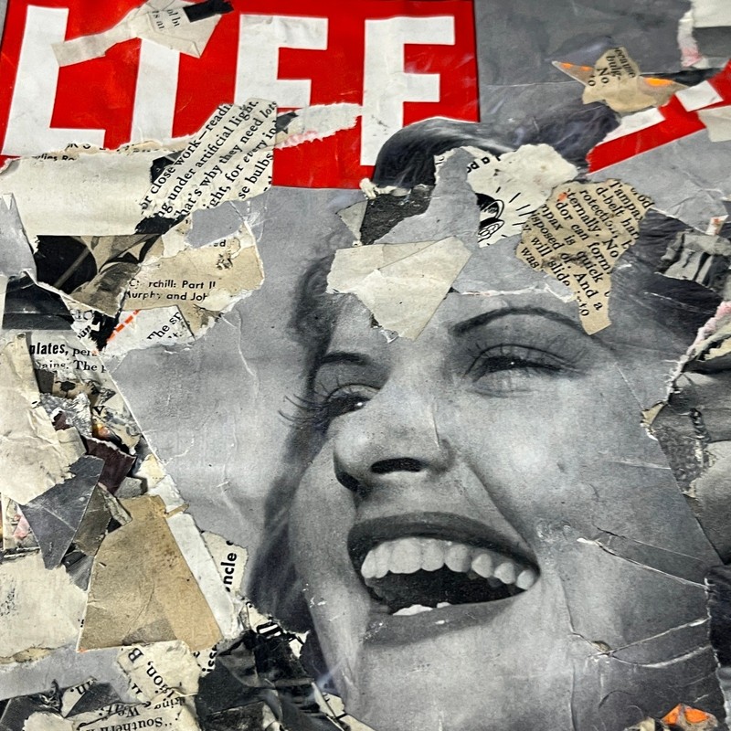 Original Mixed Media Abstract Art Collage 11x14 "1945 May 28 Life Magazine" gallery