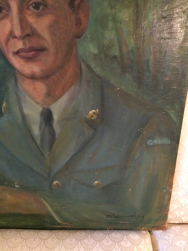 Nice M Fainmel "Portrait Of A Canadian Soldier" Oil Painting -Signed gallery